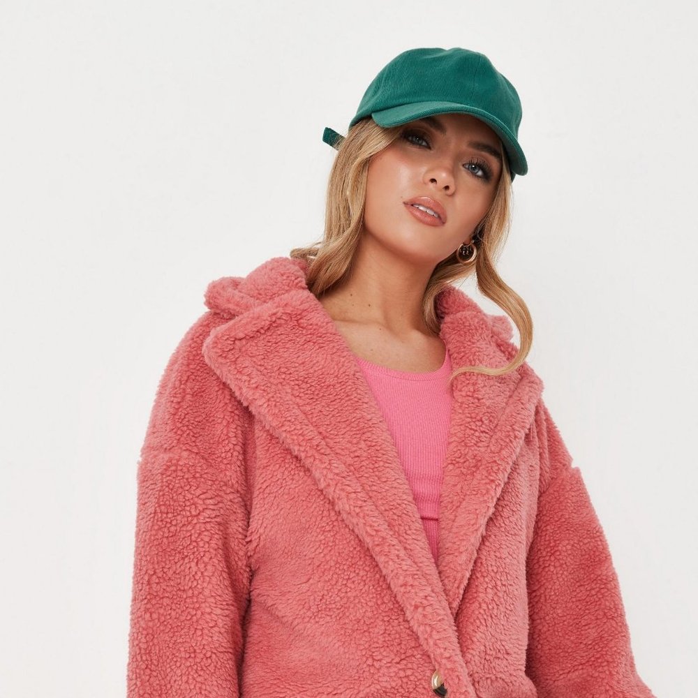 Missguided Rose Borg Teddy Patch Pocket Coat - image 1